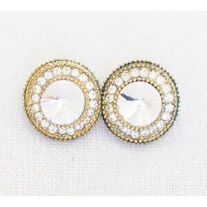 Vintage Feminine Round Rhinestone Stud Earrings - AA1